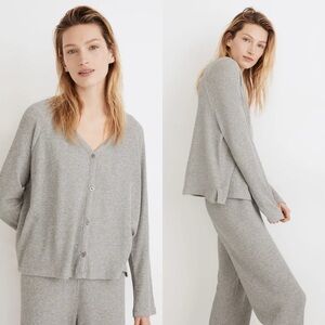 Madewell Waffle Knit Button Front Pajama Top and Sweatpants Gray Sz XS